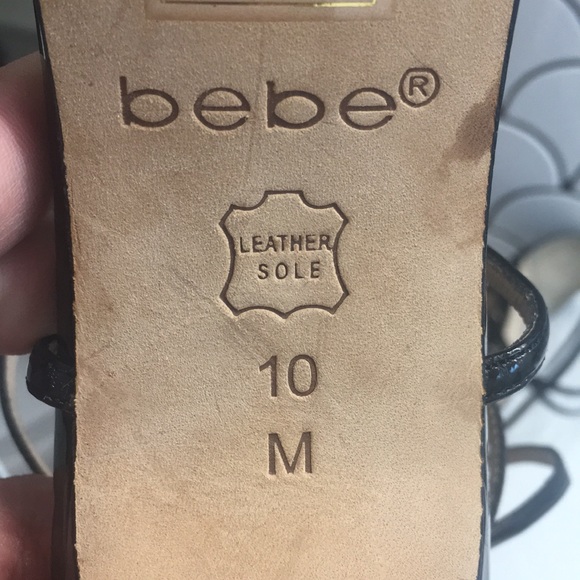 Women’s Black Patented BEBE Strappy Heels Size 10 - Picture 6 of 10